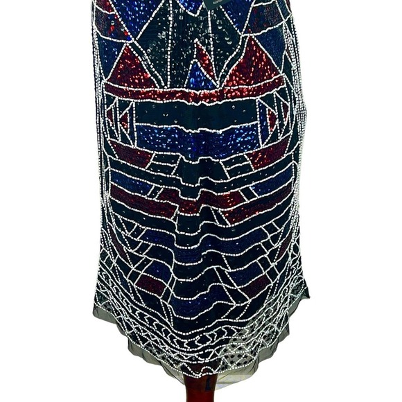 AIDAN MATTOX BEADED GEOMETRIC SLEEVELESS MINI SHEATH DRESS NWT WOMEN'S SIZE 8 - Picture 9 of 16